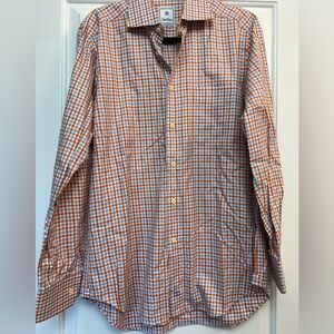 David Donahue Orange and Blue Plaid LS Shirt
